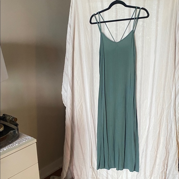 AERIE STRAPPY SLIP DRESS VIBRANT SAGE GREEN SMALL - Picture 3 of 9
